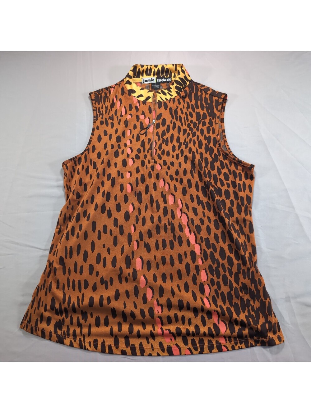 Jamie Sadock Leopard Print Sleeveless Zip Top